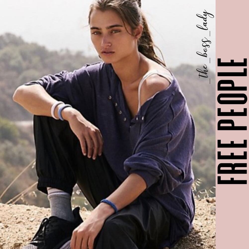 Free People top long-sleeve XS cotton blend henley cotton blend